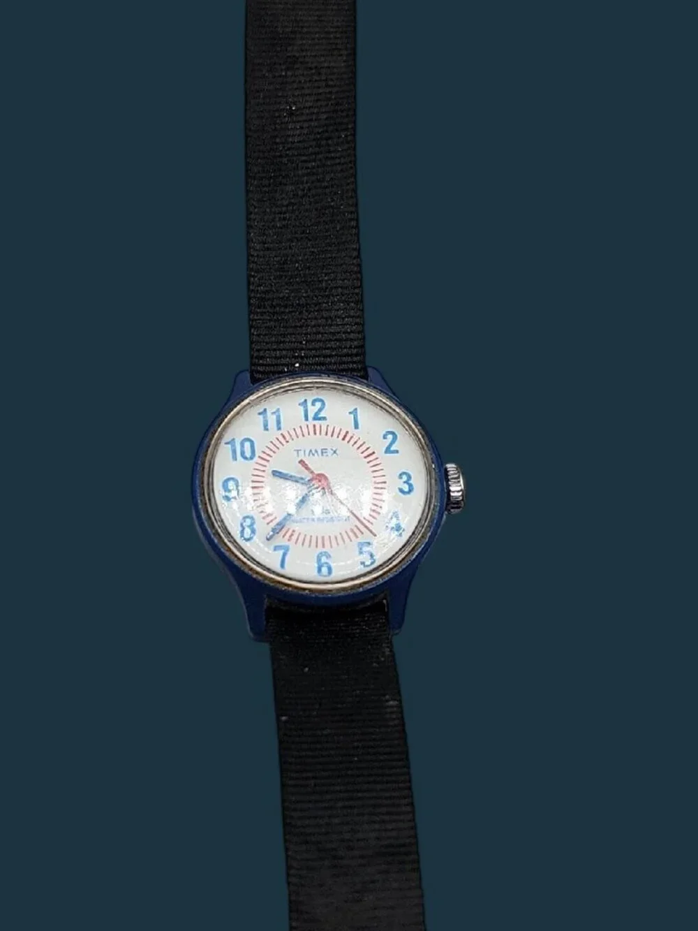 Vintage 1980s Timex Fun Timers Blue Mechanical Watch 25mm 7